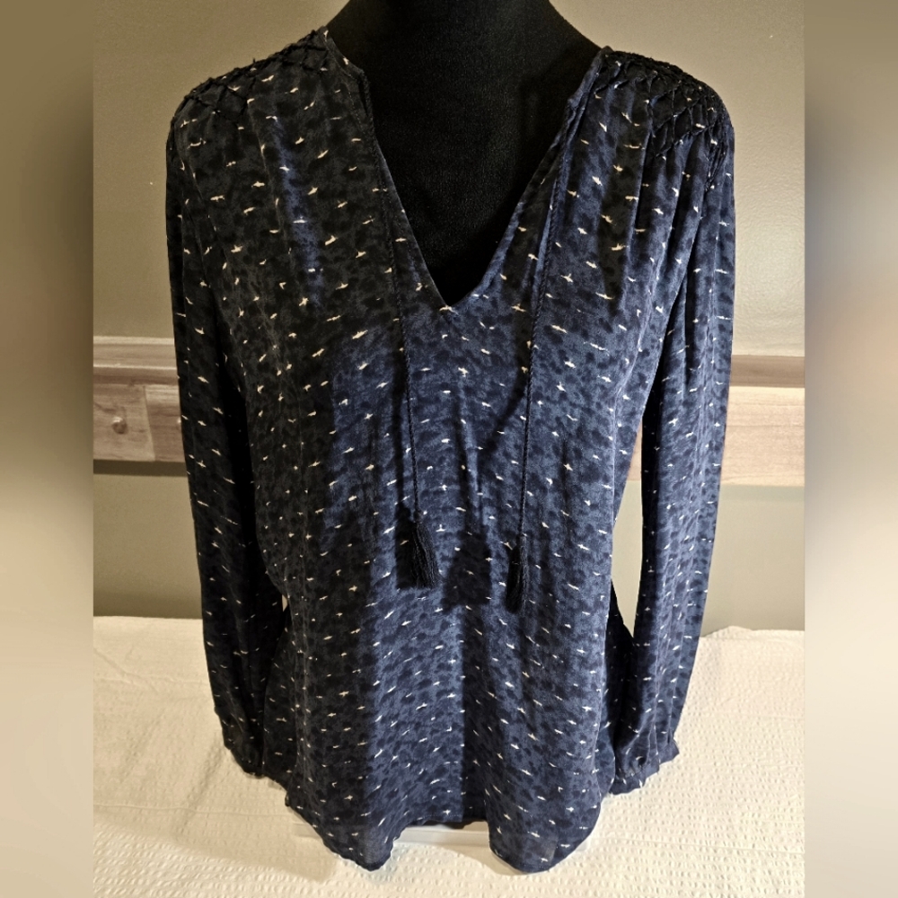 Joie XXS Navy Blouse Tie Front